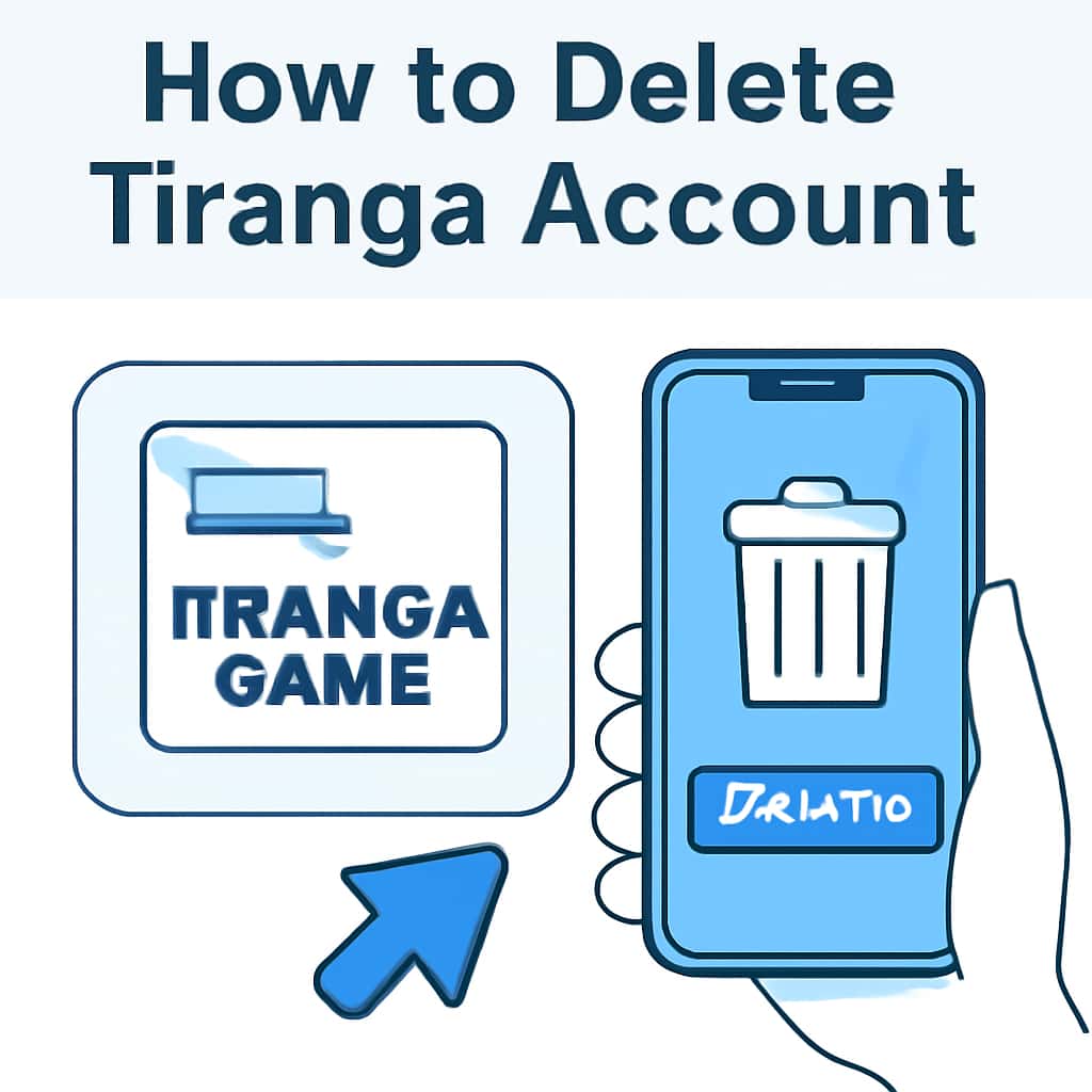 An educational diagram detailing the account deletion process for Tiranga Game.