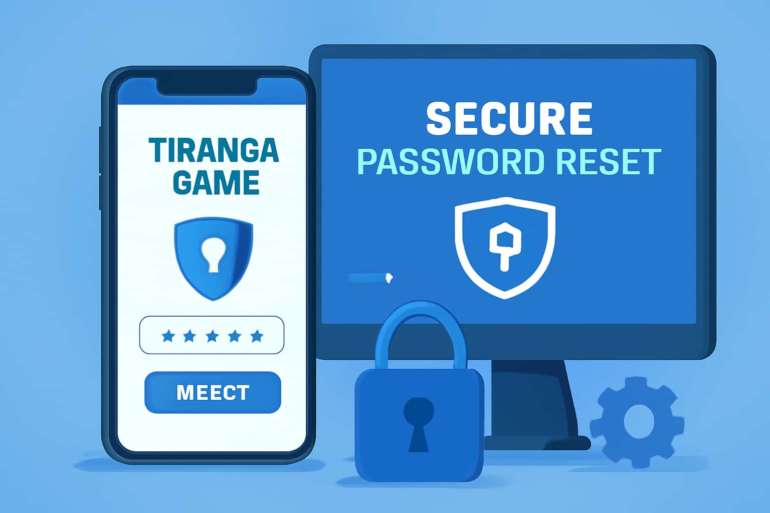An informational graphic illustrating the steps for Secure Tiranga Game Password Reset.